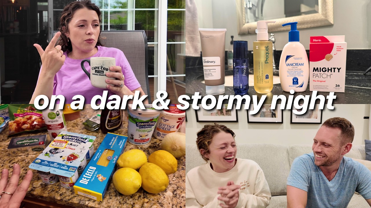 CHATTY VLOG: Stormy Game Night w/ Tyler, My PM skincare, Weekly grocery run, Summer haul from Quince
