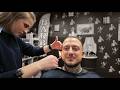 💈ASMR Fire Combo by Anastasia | Clean Man Bun Fade &amp; Shave