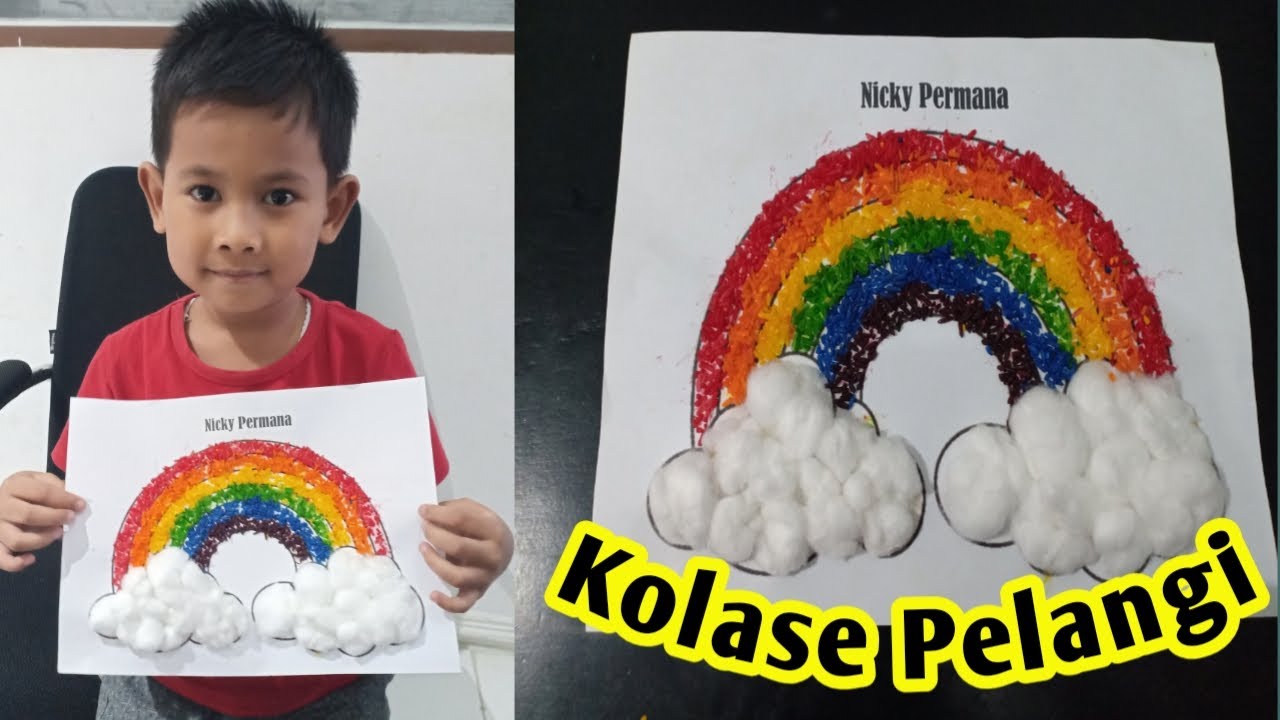  Kolase  pelangi  dari bahan beras dan kapas YouTube