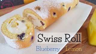 Blueberry and lemon swiss roll