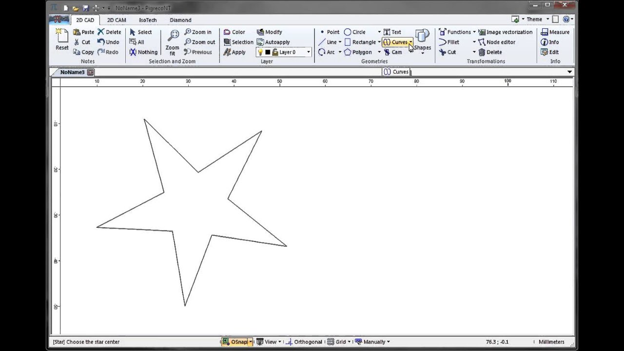 New Pigreco CAD CAM How to make a star or a spiral