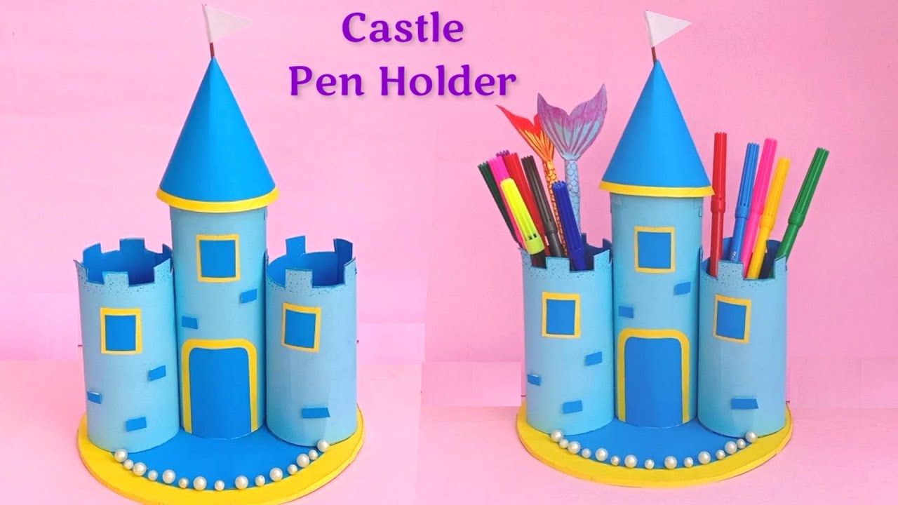 DIY Pen/Pencil Holder/Castle Pen Stand making/DIY Barbie Castle Shape