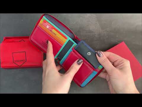 Маленький женский кошелёк на молнии Visconti SP29 RED M Picasso video