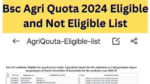 Bsc Agriculture Quota 2024 - 25 Eligible and Not Eligible List#bscagriculture #bscnursingadmission