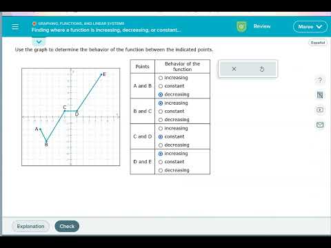 Finding where a function is increasing, decreasing, or constant given the graph