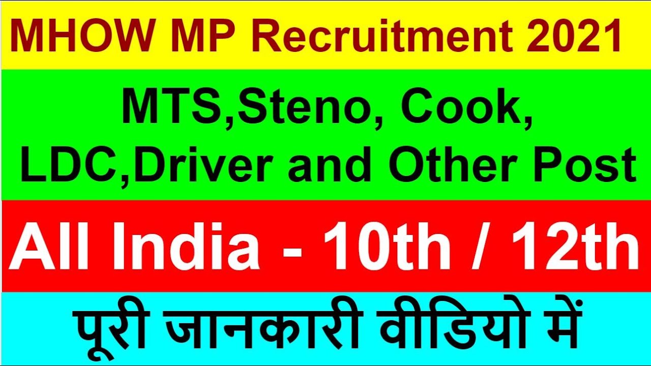 MHOW MP Recruitment 2021|Military College MHOW MP Vacancy 2021|MTS/LDC/Steno/Driver/10th/12th Jobs