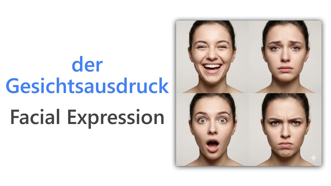 50 German Words for Facial Expressions | B1-B2 German Vocabulary | Wortschatz Gesichtsausdrücke