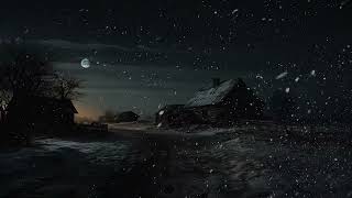 Snowy Farmhouse Night | Cinematic Winter Ambience with Howling Wind & Falling Snow