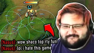 HOW TO MAKE NASUS LIFE A LIVING HELL!! (WITH AP SHACO TOP) | Pink Ward