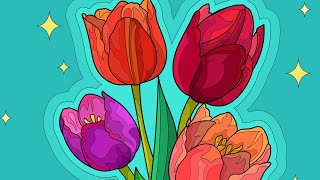 Hey Color app Paint by Numbers Colour with me Tulip Bouquet  #coloring #relaxing #love #valentines screenshot 5
