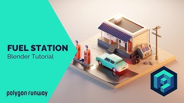 Fuel Station - Blender 2.8 Low Poly 3D Modeling Tutorial