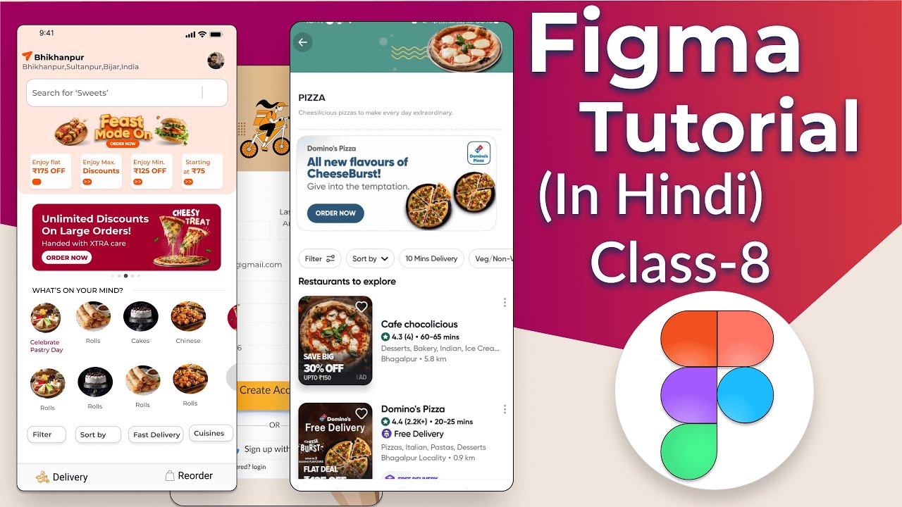 FIGMA Mobile App Design Tutorial | Food App design Figma | Figma ...