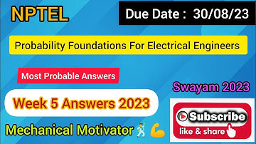 Probability Foundations For Electrical Engineers | Week 5 Quiz | Assignment 5 Solution | NPTEL