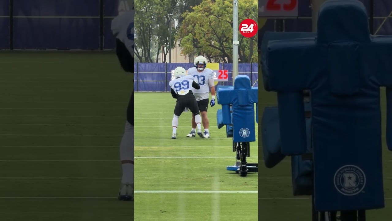 WATCH: Aaron Donald and Myles Garrett doing drills in the POURING rain 😭🔥 .