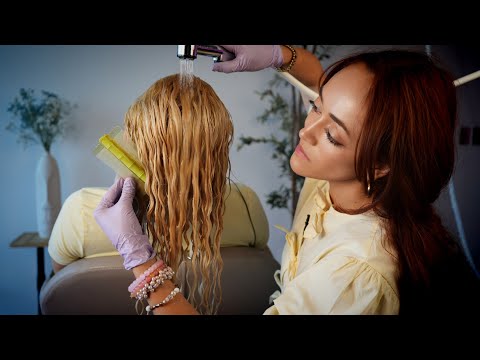 ASMR Curly Hair Head Spa & Scalp Check | Gentle Massage, Hair Parting, Oil, Brushing & Water Washing