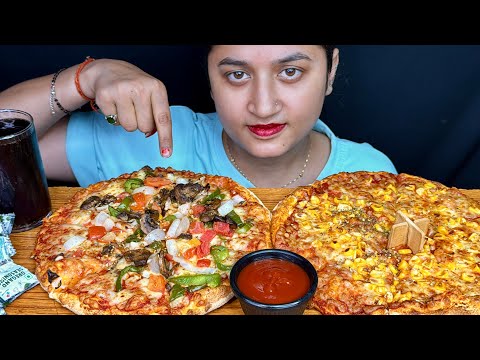 EATING DOMINOES CHEESE FARMHOUSE PIZZA,CHEESE LOADED SWEET CORN PIZZA MEDIUM SIZE ASMR VIDEO|FOOD