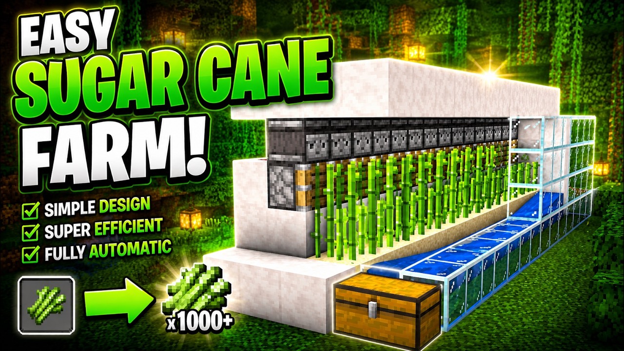 How to Build a SIMPLE Sugar Cane Farm in Minecraft 1.21 - YouTube