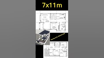 Nhà 2 tầng mái nhật 7x11m, plan house 7x11m #anhouse