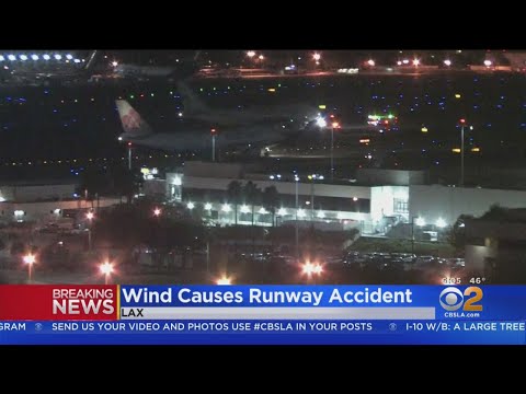 Plane Damaged After Hitting Trash Bin Blown Onto LAX Runway