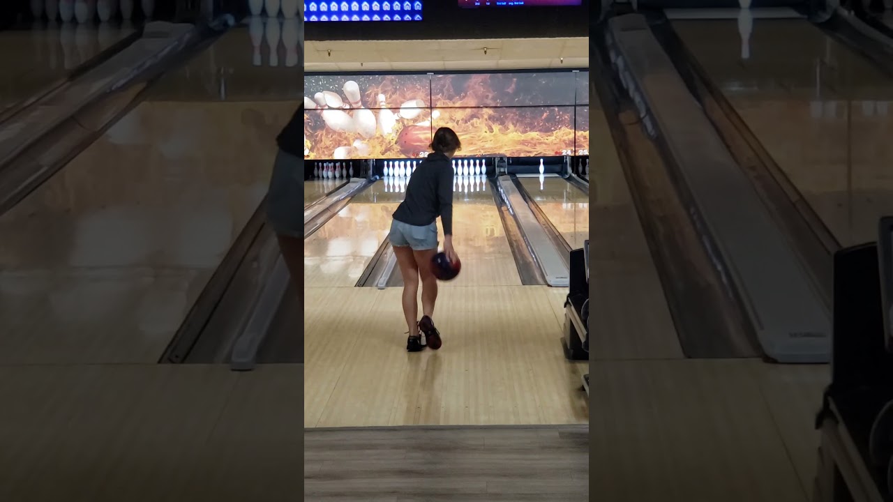 Carli and Saphyre bowling some Baker games after league last night.
