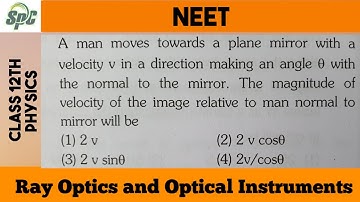 A man moves towards a plane mirror with a velocity v in a direction making an angle theetha with the