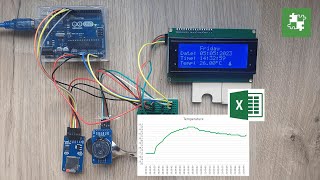 Logging and Displaying Temperature on Excel : Arduino UNO + DS3231 RTC + SDcard Module + LCD 20x4