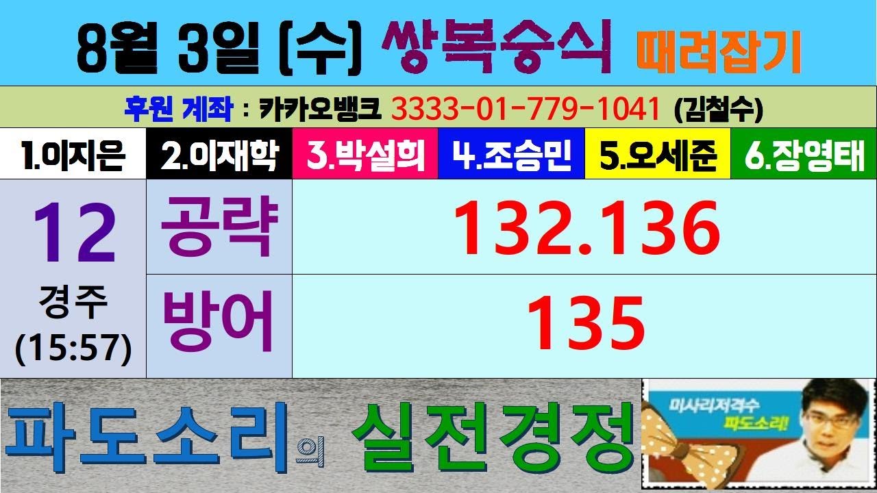 경정 파도소리의 쌍복승식 때려잡기 (08월 03일)
