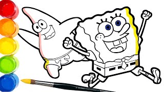 How to draw SPONGEBOB and PATRICK - Drawing and Coloring | Learn Colors | Tim Tim TV