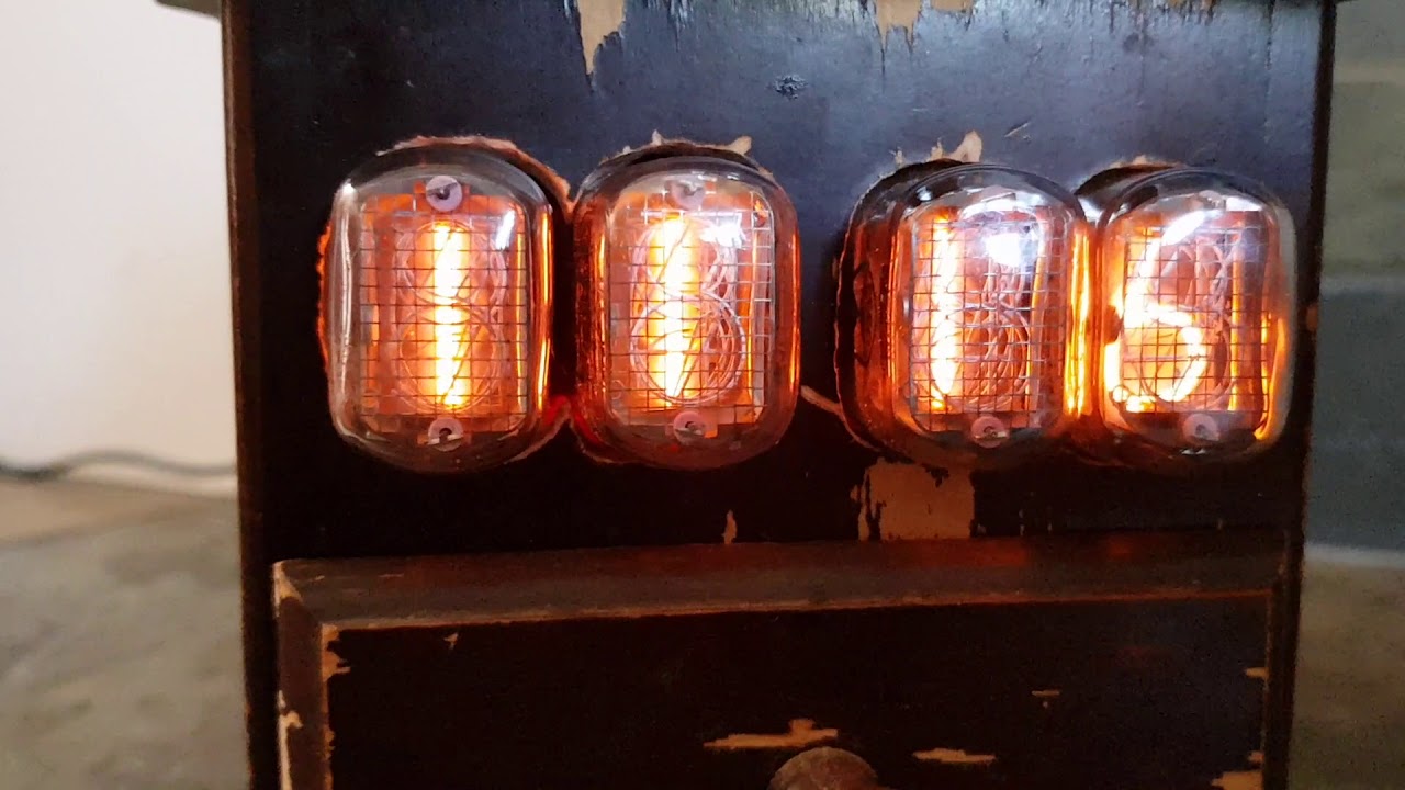 IN-12 Nixie tube clock in an old coffee grinder