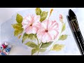 Fun Watercolor Hibiscus Flowers with Free Sketch Download - easy painting art tutorial for everyone