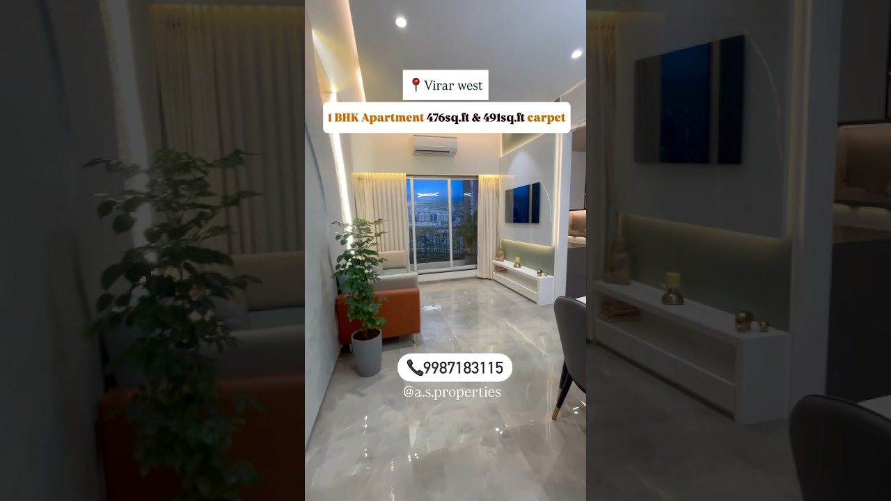 Virar West | 1 BHK Apartment 476 sq.ft & 491 sq.ft useable carpet | 47 Lakh | 📞9987183115 