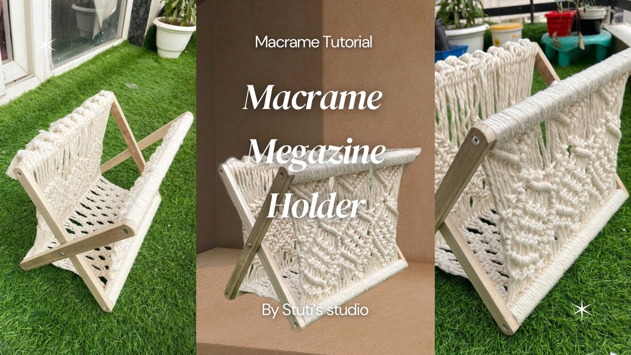 Macrame Magazine Holder ll How to make a Macrame News paper holder ...