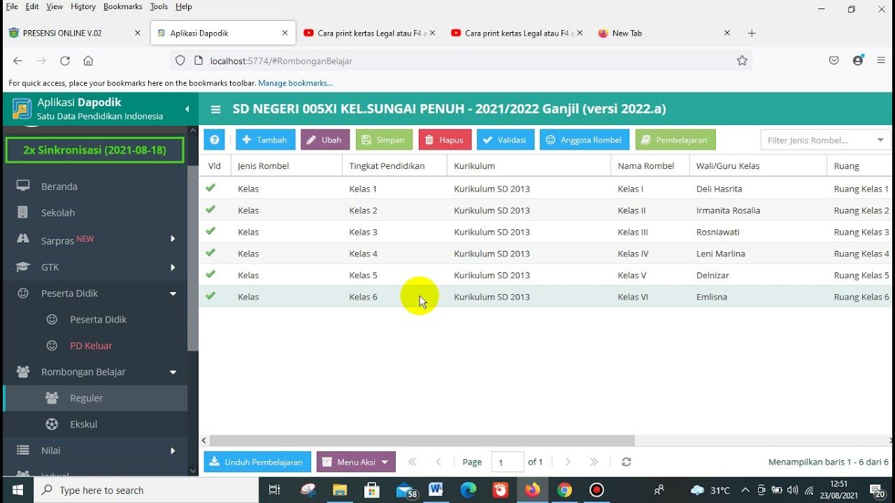 Cara Menggantikan Rombel Siswa Yang salah Rombel di Aplikasi Dapodik