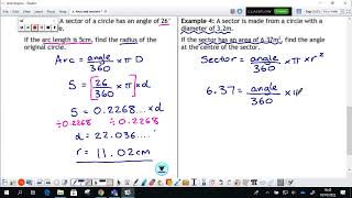 N5 - Arcs and Sectors - Examples 3 & 4
