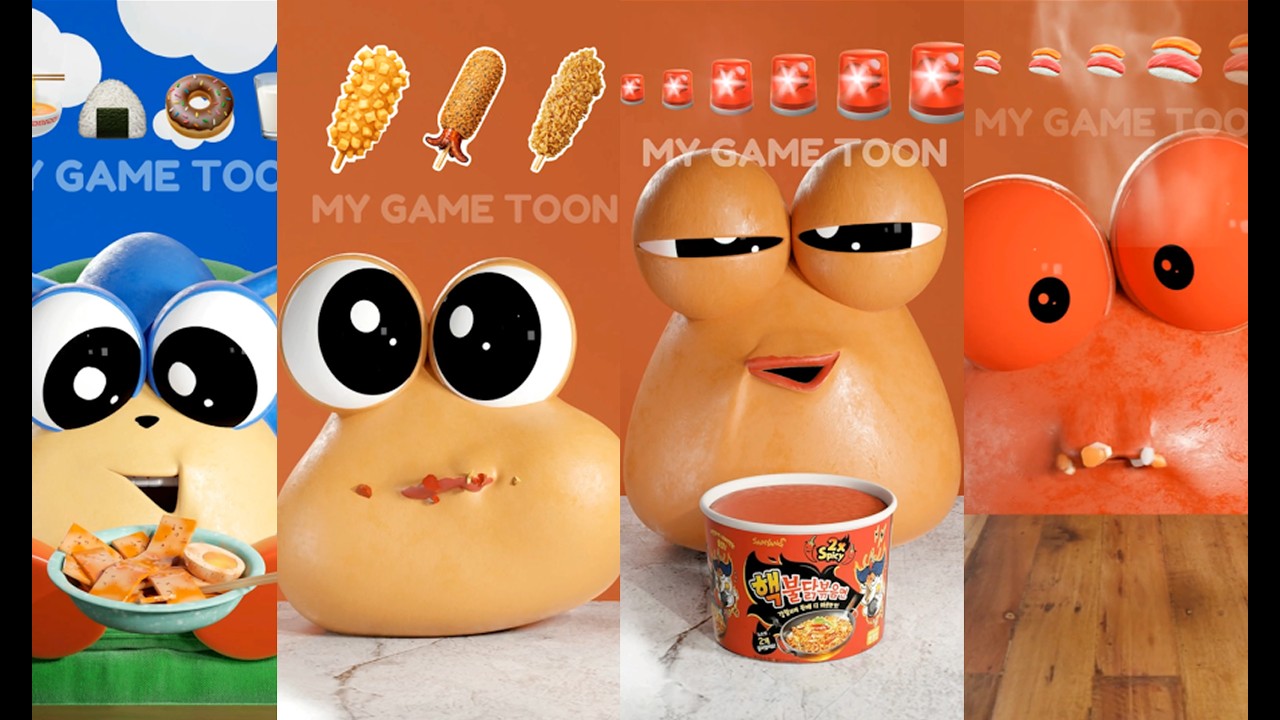 ASMR Eating emoticons in order Compilation #pou #mukbang #asmr
