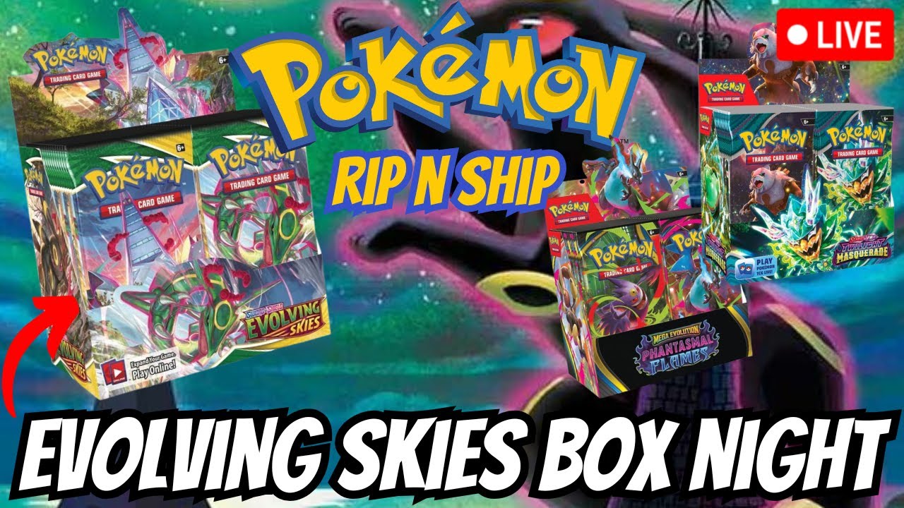 LIVE Pokemon RIP N SHIP! Evolving Skies Booster Box Night!