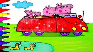 Peppa Pig Car Best Coloring Book Pages Videos For Kids Fun Art Sparkle Red Car