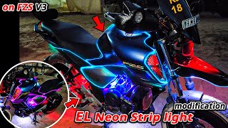 EL Neon strip light modification on Yamaha fzs v3 - Yamaha fzs v3 modified