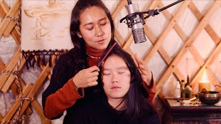 ASMR Whispered Scalp Check and Massage in Cozy Yurt (Real Person)