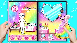 [🐾paper diy🐾] My Talking Angela in Quiet Book 😍 Pink Kitty Wedding Makeover | WOA Doll Channel