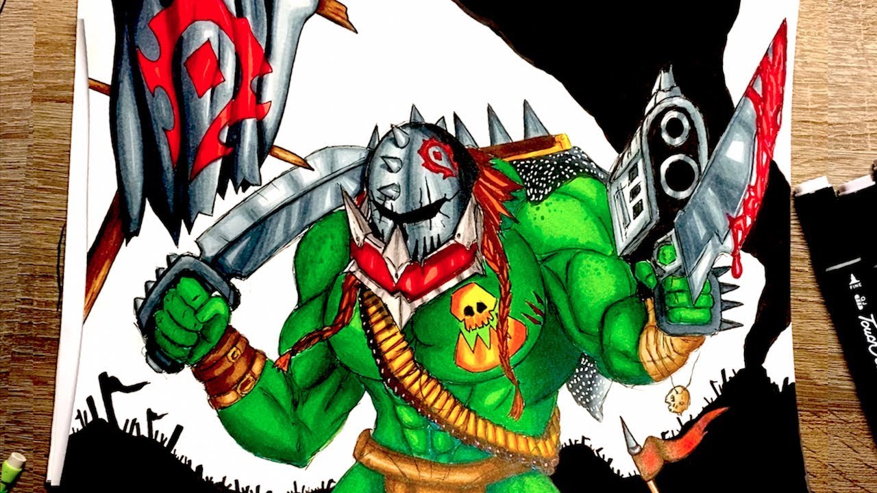 Je dessine un ORC, WOW WARHAMMER 40000