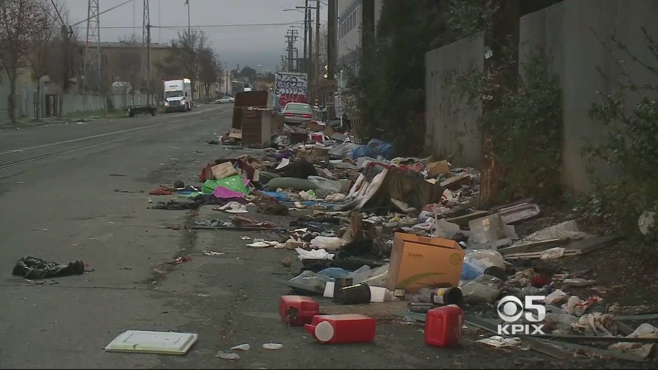 Trash From Homeless Encampment Piles Up Right Next To Oakland High School YouTube