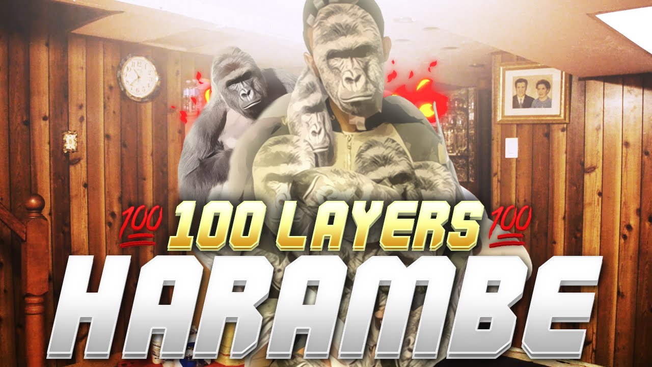 100 LAYERS OF HARAMBE CHALLENGE!!!