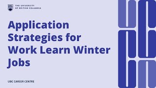 Application Strategies to Work Learn Winter 2025 Jobs