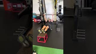 Feet Elevated Barbell Inverted Row w/Chains