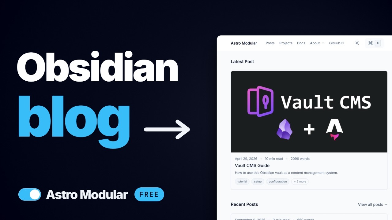 Astro Modular: a free Astro blog theme for Obsidian users - YouTube