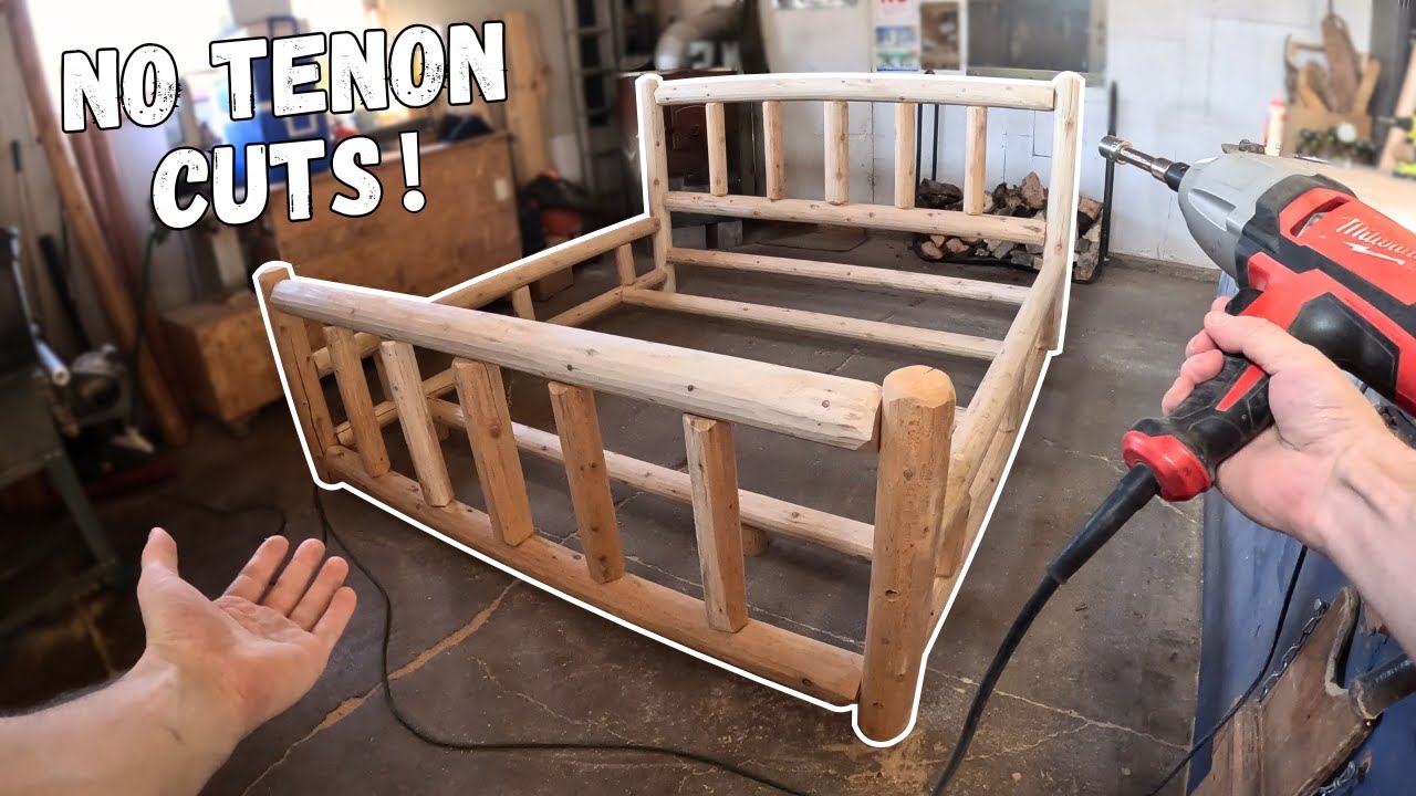 The Biggest Bed I've EVER Built! | Rustic KING Log Bed - No Tenon Cuts!