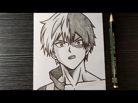 رسم تودوروكي من انمي بوكو نو هيرو بالرصاص رسم انمي Drawing Todoroki Shoto