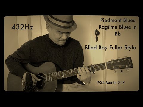 Piedmont Blues Blind Boy Fuller Style “Ragtime Blues in Bb” Solo Blues Guitar (A=432Hz) Hideo Date