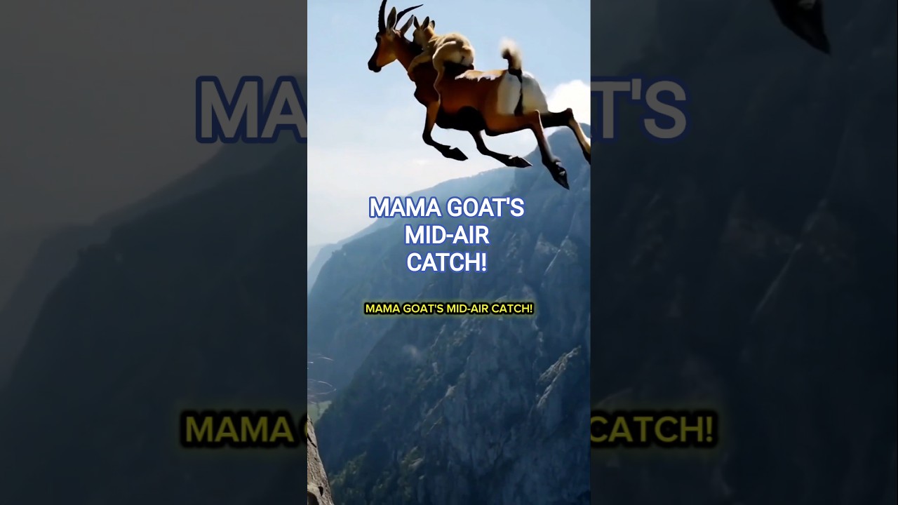 Baby Goat’s Cliff Jump FAIL! Mama Goat Leaps in Mid-Air Rescue! 🐐💥 
